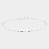 "Special Day" Brass Thin Metal Hook Bracelet