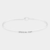 "Special Day" Brass Thin Metal Hook Bracelet