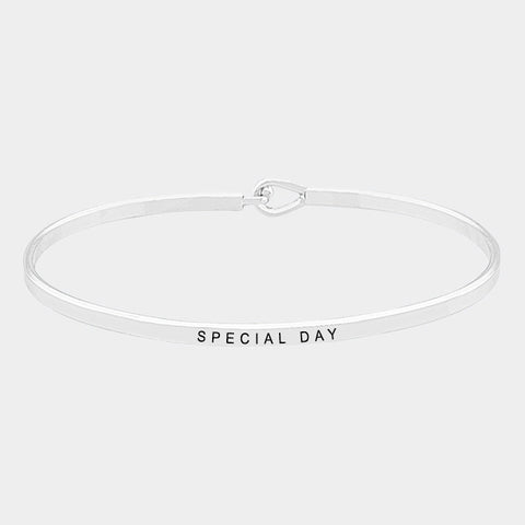 "Special Day" Brass Thin Metal Hook Bracelet