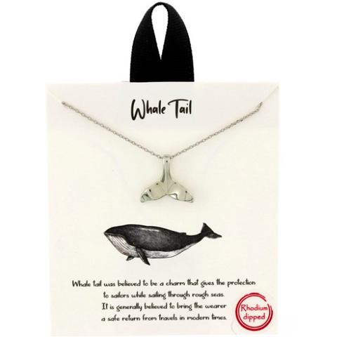 Whale Tail Pendant Delicate Necklace Silver
