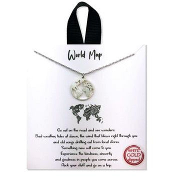 World Map Positive Message Necklace